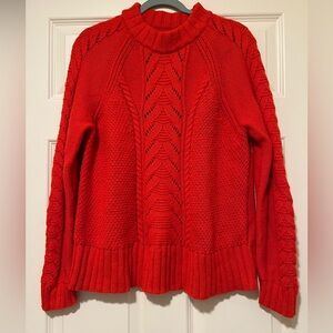 Loft Redish Orange Cable-Knit Women's Sweater